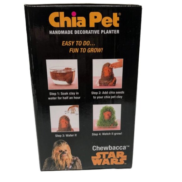 Chewbacca Chia Pet Pottery Planter Growing Kit Star Wars Disney Chewie Head Gift - Picture 4 of 5